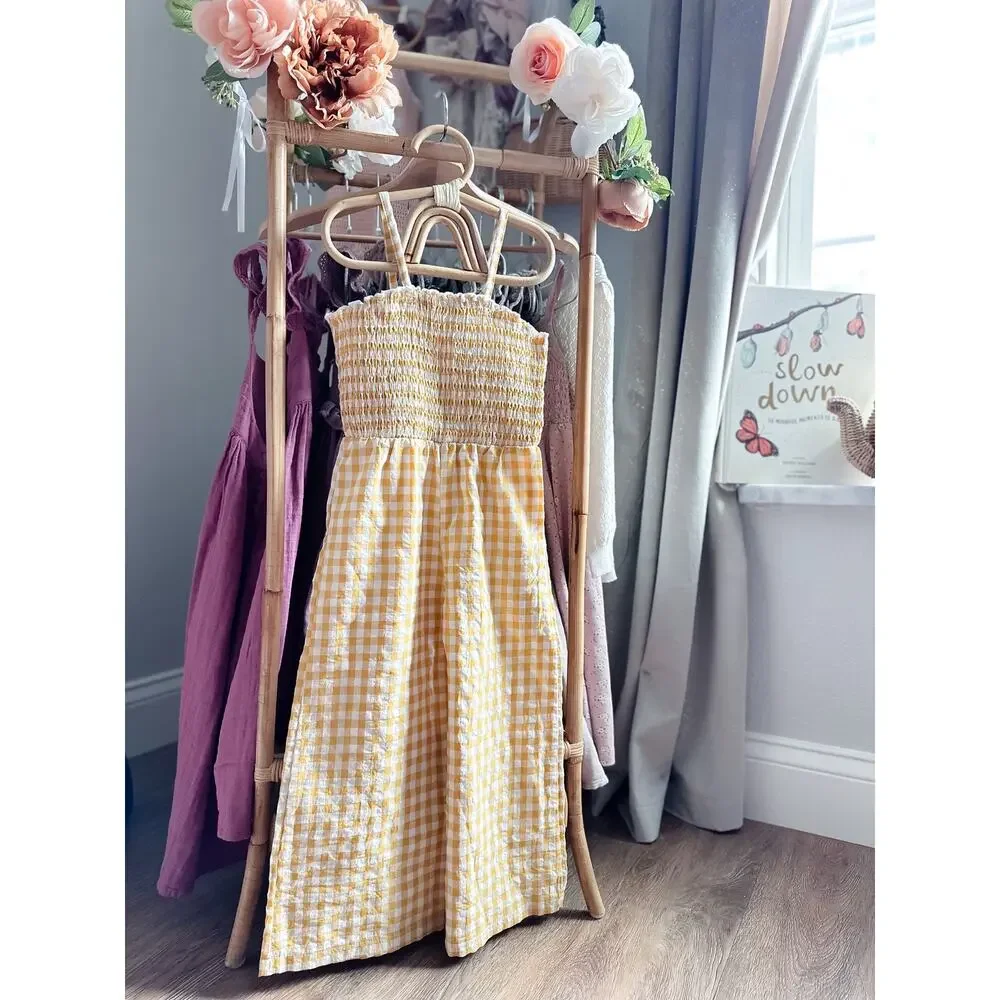 Sunlight Filtering Through Orchard Trees Golden Gingham Pants Romper 5T
